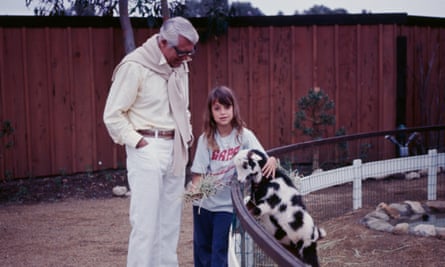 Cary Grant with Jennifer and a goat in 1975.