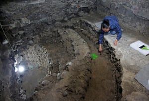 Lorena Vazquez, an archaeologist, works at the site near Templo Mayor.