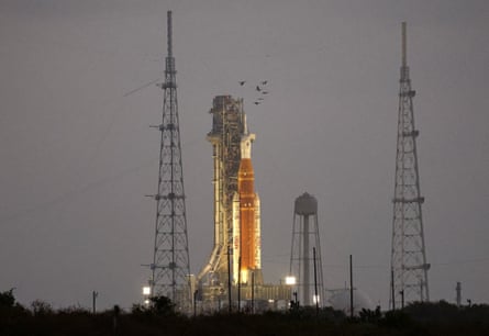 Nasa’s Space Launch System rocket, ahead of the Artemis II mission launch at the Kennedy Space Center in Florida, 29 March 2026.