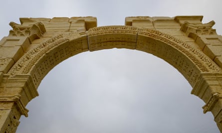 Detailed carvings on the arch.