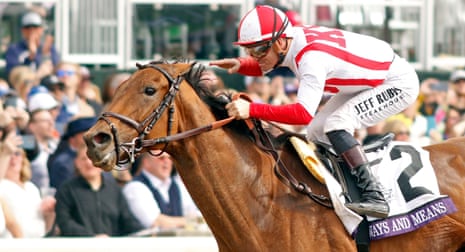 Jockey Flavien Prat leans forward on Ways and Means during the Breeders' Cup Filly & Mare Sprint