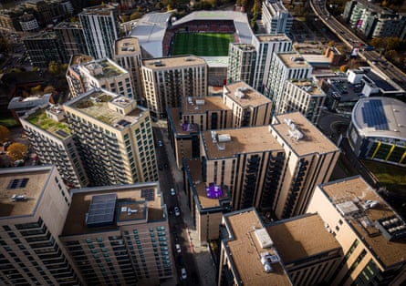 An aerial view of the Gtech Community Stadium.