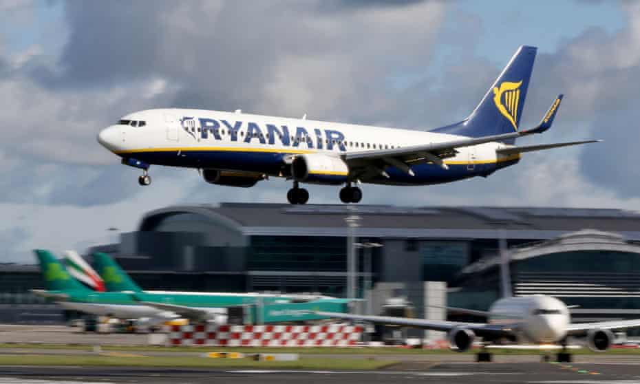 A Ryanair plane takes off from Dublin airport
