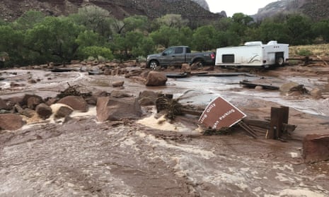 A photo by the National Park Service shows the scene after a flash flood in Zion national park, Utah.