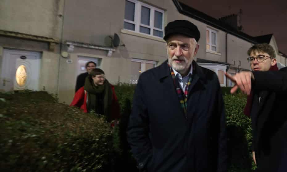 Jeremy Corbyn joins Labour activists to canvass in Govan, Glasgow, before last December’s election.