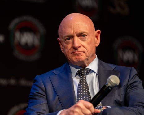 Mark Kelly, US senator from Arizona, speaks at the National Action Network's annual convention on 11 April in New York City.