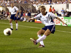 Kristine Lilly puts in a cross during the USA’s 5-0 win over Nigeria at FIFA Women’s 2003 World Cup, one of her 352 internationals.