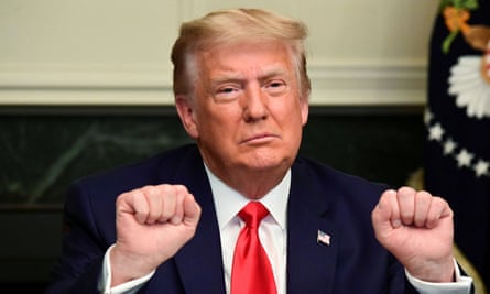 Donald Trump speaks with members of the military via videoconference on Thursday.