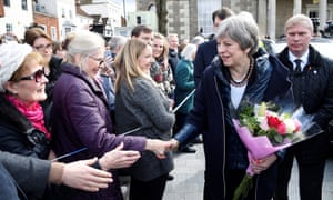 Theresa May meeting members of the public in Salisbury after visiting the scene where former Russian intelligence officer Sergei Skripal and his daughter Yulia were found after they were poisoned with a nerve agent.