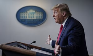 Donald Trump during a coronavirus briefing at the White House.