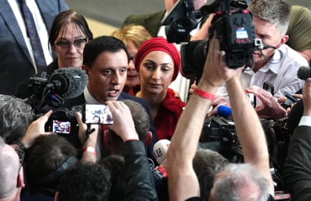 Anas Sarwar surrounded by cameras