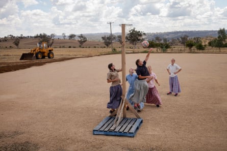 Girls playing basketball, Danthonia community, Australia