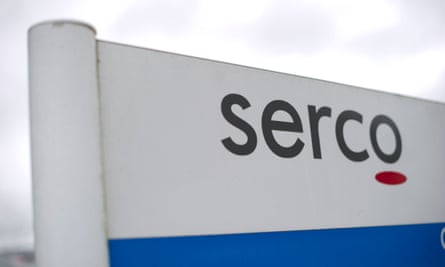 A Serco sign at the office in Truro, Cornwall.
