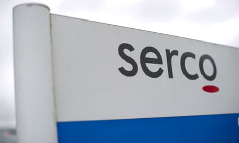 A Serco sign at the company’s office in Truro, Cornwall.
