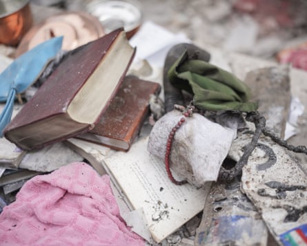 Books, a blanket and a bead necklace are among the belongings