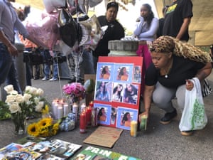 A makeshift memorial outside the public transit station where Nia Wilson was killed.