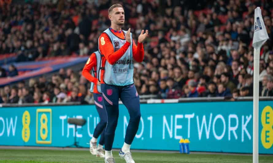 Jordan Henderson, pictured warming up during England’s recent friendly agains the Ivory Coast.
