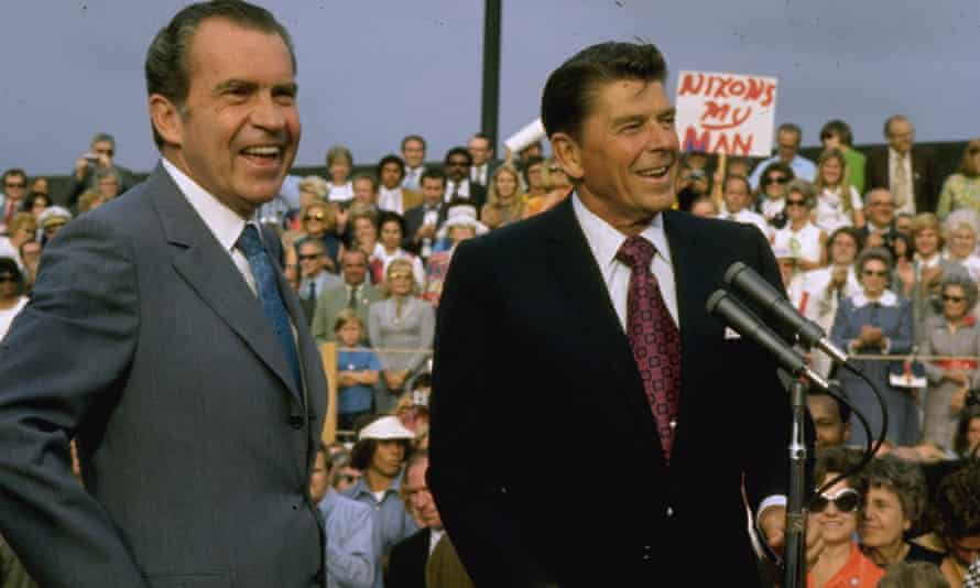 Nixon and Reagan on the campaign trail together in 1972.