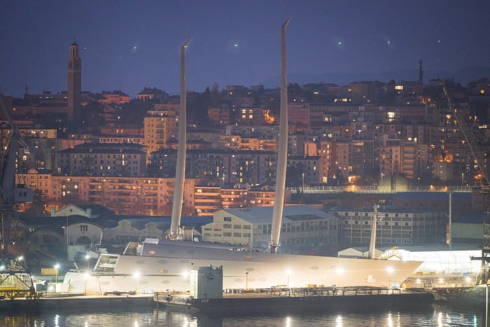 “Sailing yacht A” owned by Russian oligarch, Andrey Melnichenko, in Trieste, Italy on 10 March.
