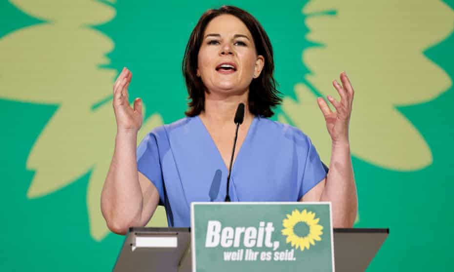Annalena Baerbock, the German Greens’ co-leader, speaks at her party’s annual conference in Berlin.