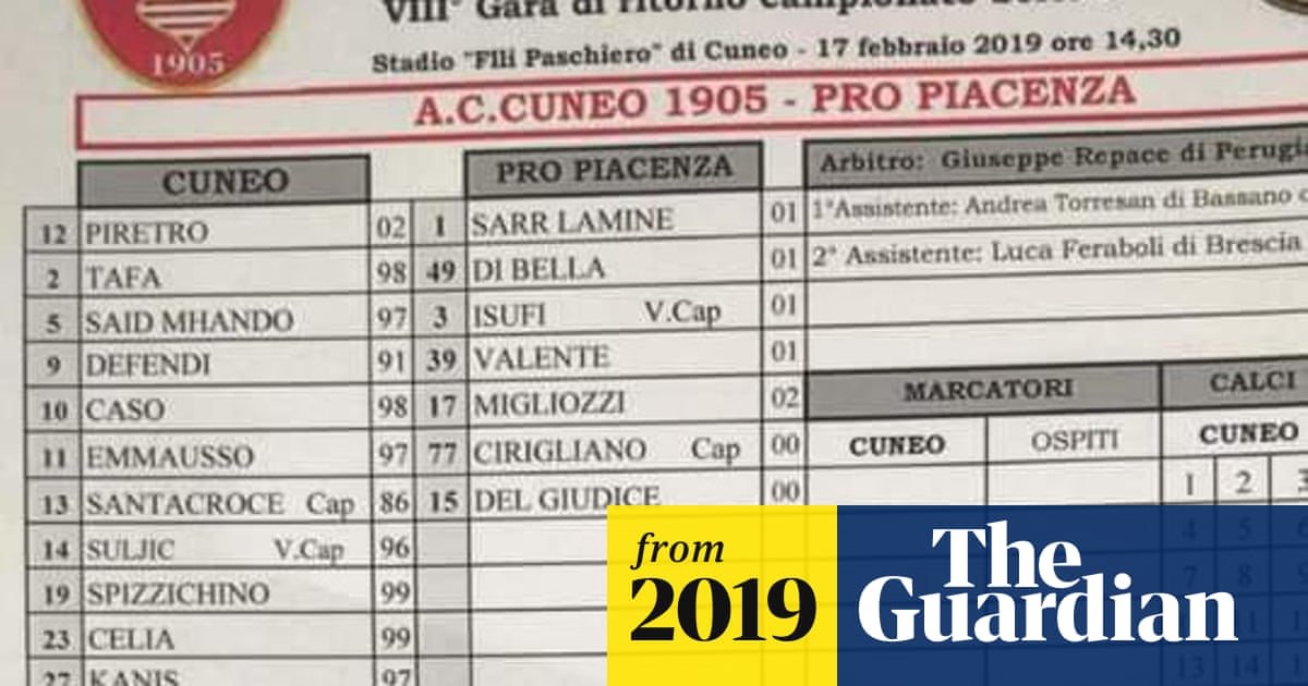 Pro Piacenza Beaten 20 0 After Naming Team Of Just Seven Teenagers