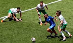 Dimitri Payet is closed down by three Irish defenders as the hosts were made to fight their way back into the game.