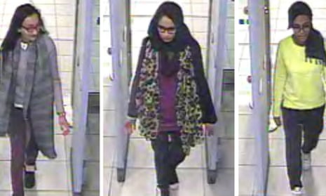 CCTV footage showing (l-r) Kadiza Sultana, Shamima Begum and Amira Abase going through security at Gatwick airport before catching a flight to Turkey. The teenagers left the UK to join Islamic State