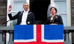 Iceland’s President Gudni Johannesson, with wife Reid, after his inauguration in August following a successful anti-establishment election campaign.