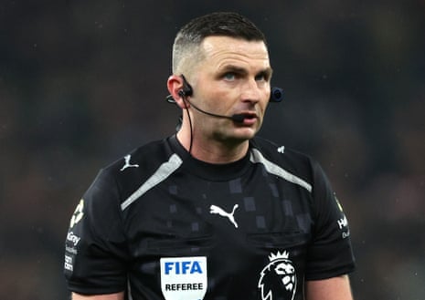Michael Oliver leads tonight’s team of match officials at the City Ground.