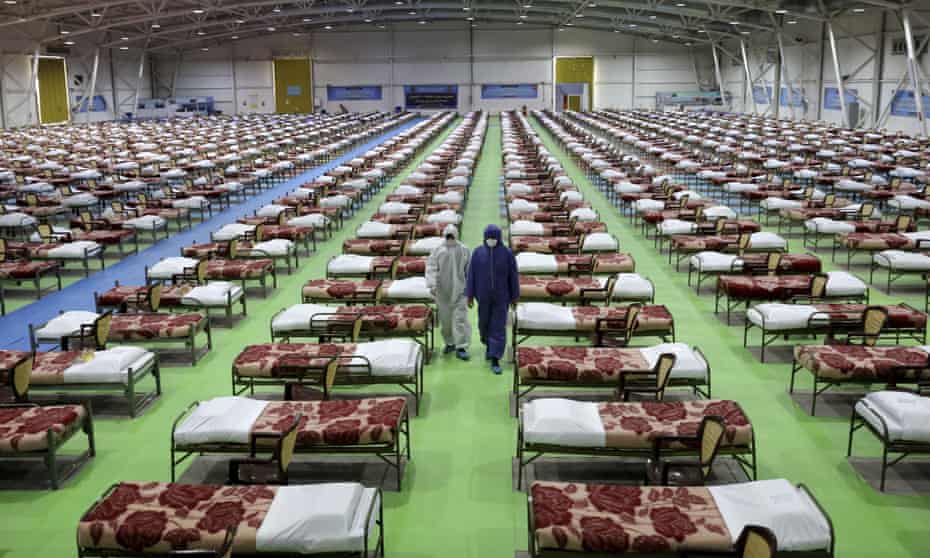 A temporary hospital for coronavirus patients at an exhibition centre in Tehran, Iran: ‘As a result of US sanctions, Iran’s ability to provide the health, logistical and other essential infrastructure necessary to combat the disease has been drastically reduced.’