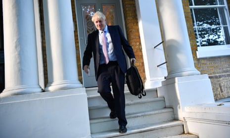 Boris Johnson leaves the London flat he shares with his partner.