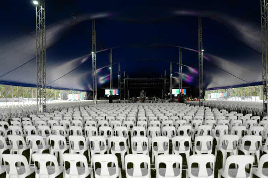 The Bluesfest site in Byron Bay after the event was suddenly cancelled due to Covid-19 on 31 March.