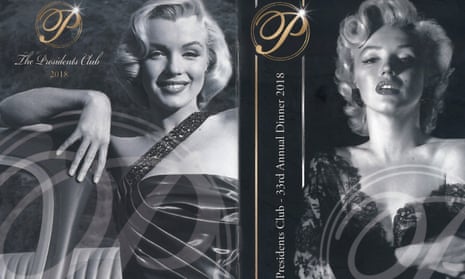 Images of Marilyn Monroe on the Presidents Club gala dinner brochure.