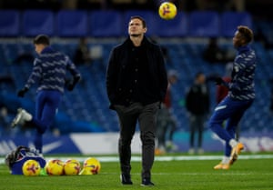 Frank Lampard checks out the conditions at Stamford Bridge.