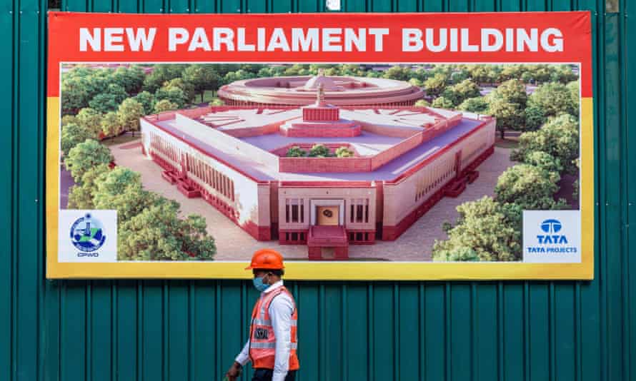 The new Indian Parliament House construction site in 2020.