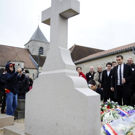 Florian Philippot pays homage at the tomb of his idol, Charles de Gaulle in Colombey-les-Deux-Eglises, in 2014.