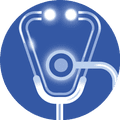 Illustration of a stethoscope in the style of a circuitboard