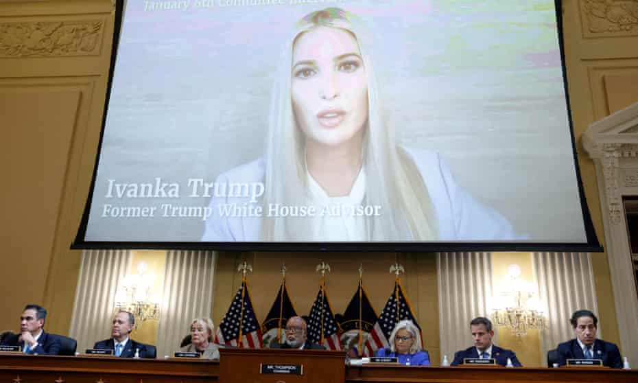 Ivanka Trump testemunhando por vídeo para a investigação do comitê seleto da Câmara sobre o ataque de 6 de janeiro ao Capitólio dos EUA.