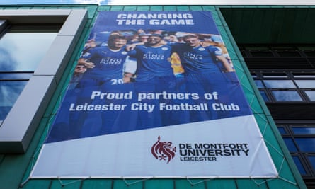 A banner on De Montfort University’s Hugh Aston building