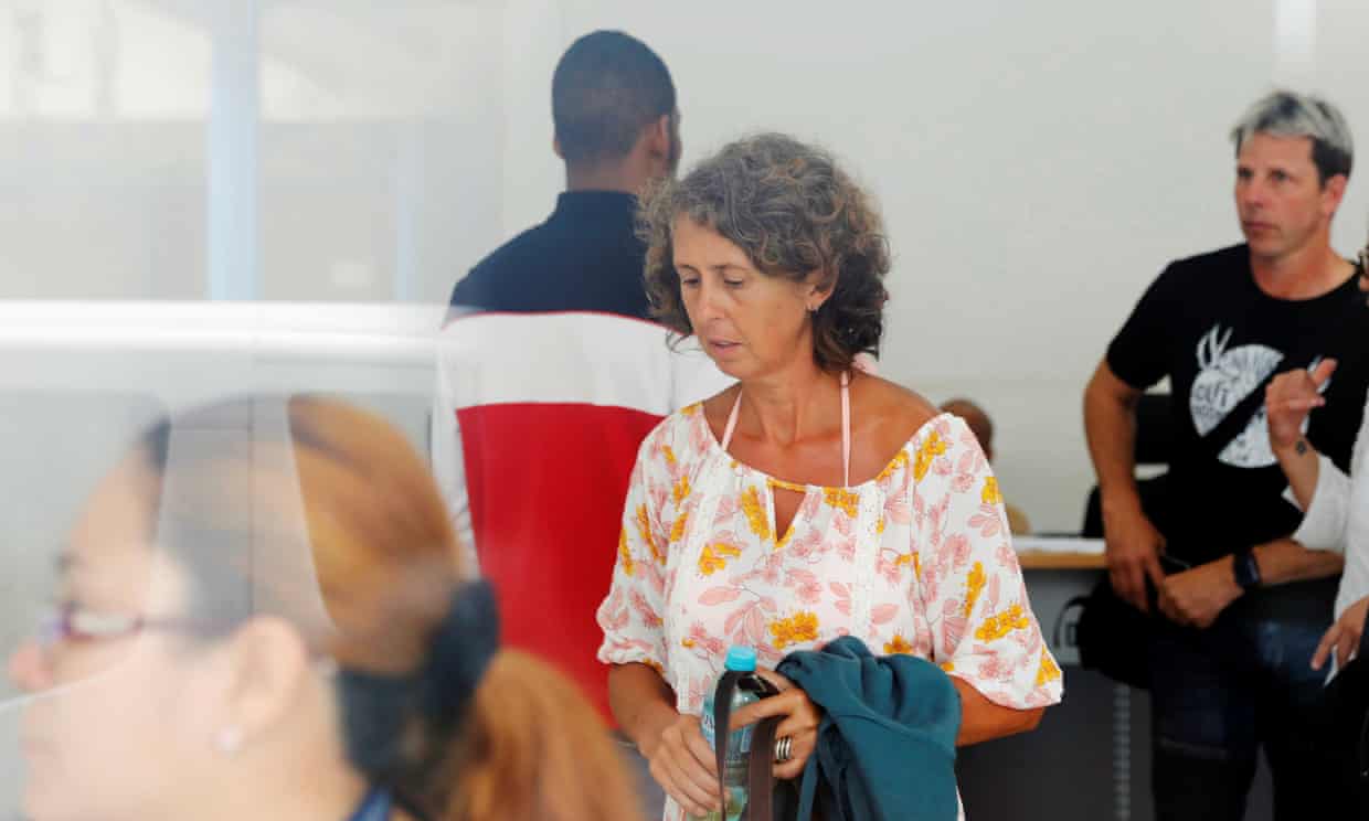 Derryn Culverwell, wife of Alan Culverwell,  outside the court in Colon City, Panama. Her husband was shot dead on the family’s boat on 2 May. Photograph: Carlos Jasso/Reuters. 