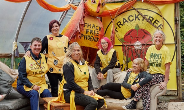 Tina Rothery, centre front, of Nanas Against Fracking.
