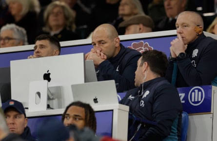 Steve Borthwick deep in thought during the match between England and Argentina in 2025