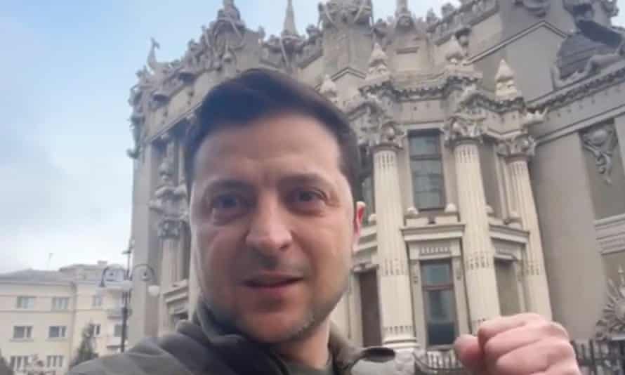 A video grab of the defiant message Ukraine’s President Volodymyr Zelenskiy sent on Telegram.