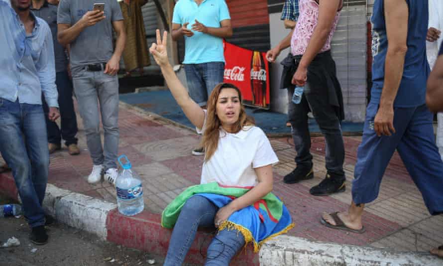 Nawal Ben Aissa at a demonstration in July.