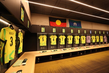 A general view of the Australian dressing room ahead of the International Friendly match between Australia Matildas and Argentina at Marvel Stadium