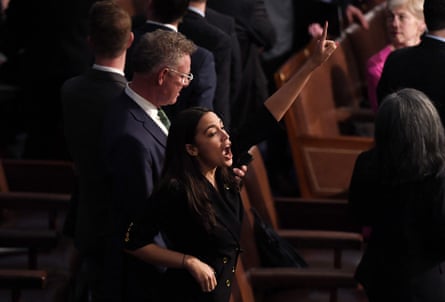 Congresswoman Alexandria Ocasio-Cortez, a Democrat from New York, on the floor of the House of Representatives at the US Capitol on 4 January 2023.
