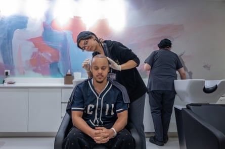 patient Tristan Tardieu, 28, from Montreal (Canada), a bank employee, is treated by a nurse after his transplant.