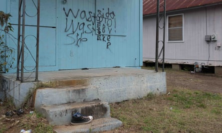 A graffiti-tagged building in Selma.