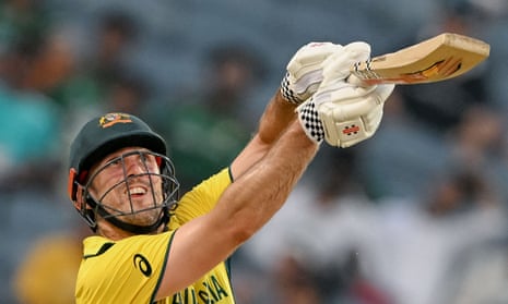 Mitchell Marsh bats against Bangladesh