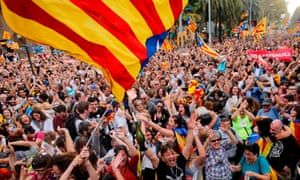 Crowds in Barcelona celebrated after Catalonia’s parliament voted to declare independence from Spain